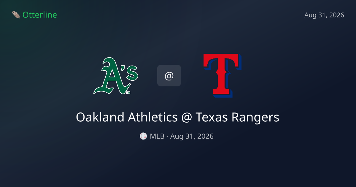 Oakland Athletics vs Texas Rangers Prediction: Consensus & Market Context — August 31, 2026