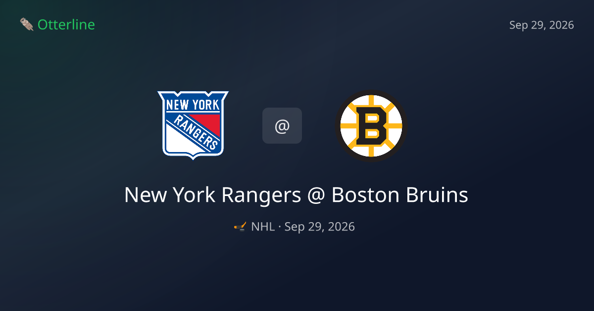 New York Rangers vs Boston Bruins Prediction: Consensus & Market Context — September 29, 2026